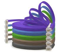 1aTTack.de Cable de red plano Cat6, cable plano Cat6, cable de conexión Cat 6, 0,25 m, 5 colores (02), 1000 Mbit/s, Gigabit LAN (RJ45), plano Slim Micro