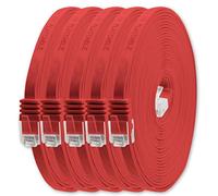1aTTack.de Cable de red plano Cat6, 3,0 m, rojo, 5 unidades, cable de red plano Cat6, cable de conexión Cat 6, cable de conexión 1000 Mbit/s, Gigabit LAN (RJ45), plano Slim Micro