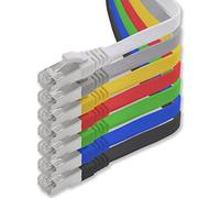 1aTTack.de Cable Ethernet LAN CAT.7, RJ45, 10 Gbit/s, plano, compatible con Cat.5, Cat.5e y Cat.6 7 colores - 7 piezas 0,5m