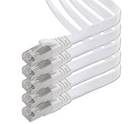 1aTTack.de Cable Ethernet LAN CAT.7, RJ45, 10 Gbit/s, plano, compatible con Cat.5, Cat.5e y Cat.6 Blanco - 5 piezas 0,5m