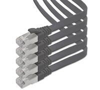 1aTTack.de Cable Ethernet LAN CAT.7, RJ45, 10 Gbit/s, plano, compatible con Cat.5, Cat.5e y Cat.6 Negro - 5 piezas 1m