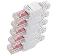 1aTTack.de Cat.6 montaje de campo de enchufe sin herramientas para conductor interior flexible y rígido AWG 23-26 cable de instalación de cable de red 5 piezas