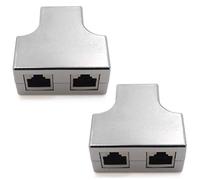 1aTTack.de cat. Adaptador de cable de conexión 5e conector de cable de red Adpater RJ45 socket 2X socket compatible con Cat5 Cat6 Cat7 Cat8 2 piezas