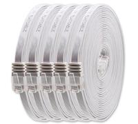 1aTTack.de Cat6 Cat.6 Cable Plano Cable de Red Lan Cable Plano Banda Lan 1000 Mbit/s Blanco Blanco - 5 Piezas 7 m
