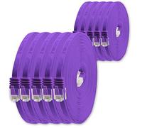 1aTTack.de Cat6 Cat.6 Cable Plano Cable de Red Lan Cable Plano Banda Lan 1000 Mbit/s Blanco Violeta - 10 Piezas 0,25m