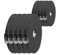 1aTTack.de Cat6 Cat.6 Cable Plano Cable de Red Lan Cable Plano Banda Lan 1000 Mbit/s Negro Negro - 10 Piezas 0,25m