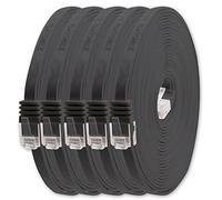 1aTTack.de Cat6 Cat.6 Cable Plano Cable de Red Lan Cable Plano Banda Lan 1000 Mbit/s Negro Negro - 5 Piezas 3m