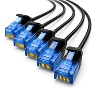 1aTTack.de CAT6 Slim Cable de red LAN 5x 0,3m 1000 Mbit/s - Negro | Cable patch Ethernet, UTP, diámetro reducido, muy flexible, cable fino para cableado de red con poco espacio