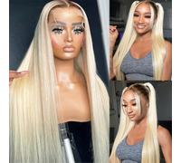 1B613 Glueless Lace Front Wig Human Hair For Black Women 13X6 HD Transparente Encaje Frontal Ombre Rubio 180% Densidad (#1B613,22 pulgadas)