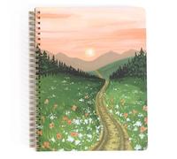 1Canoe2 Cuaderno en espiral con diseño escénico de paisaje de montaña, 120 páginas a rayas, 7 x 9 pulgadas, esquinas redondeadas, tema de naturaleza (verano alpino)