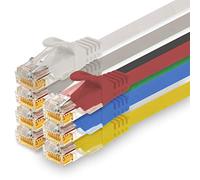 1CONN - 0,25m Cable de red, Ethernet, Lan y cable de par trenzado para máxima velocidad de Internet y conecta todos los dispositivos con conector RJ 45, 7 colores - 7 piezas