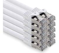 1CONN 0,5 m - blanco - 10 unidades de cable Ethernet CAT.7 para ordenador, cable de red (cable sin revestimiento) de conexión S-FTP LSZH PIMF 10GB s conector RJ45 Cat6a