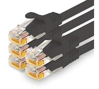1CONN - 10 m de cable de red, Ethernet, Lan y cable de conexión para máxima velocidad de Internet y conecta todos los dispositivos con conector RJ 45, color negro - 5 piezas