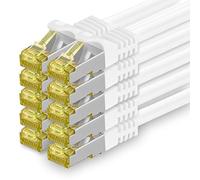 1CONN 10 x 0,25 m - Cable de red CAT-7 Cat.7, Ethernet, LAN & Patch Cable RJ-45 SFTP 10 GB/s - Blanco