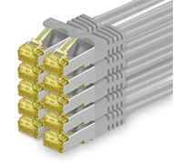 1CONN 10 x 0,25 m - Cable de red CAT-7 Cat.7, Ethernet, LAN & Patch Cable RJ-45 SFTP 10 GB/s - Gris