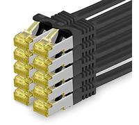 1CONN 10 x 0,25 m - Cable de red CAT-7 Cat.7, Ethernet, LAN & Patch Cable RJ-45 SFTP 10 GB/s - Negro