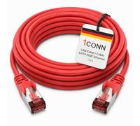 1CONN Cable de red Cat6 de 10 m, cable Ethernet rojo, cable LAN, cable de red LAN Cat6, cable de parcheo SFTP PiMF de 1000 Mbit/s