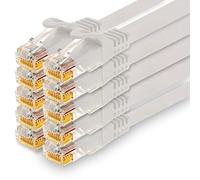 1CONN Cable de red CAT7 Cat 7 10 Gigabit - 10 x 2 m - RJ45 Ethernet LAN DSL Router Módem - Blanco