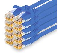 1CONN - Cable de red de 0,25 m, Ethernet, LAN y cable de conexión para máxima velocidad de Internet y conecta todos los dispositivos con conector RJ 45 hembra azul - 10 unidades