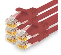 1CONN - Cable de red de 2,0 m, Ethernet, LAN y cable de conexión para máxima velocidad de Internet y conecta todos los dispositivos con conector RJ 45 rojo - 5 unidades