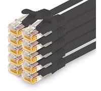 1CONN - Cable de red de 5,0 m, Ethernet, LAN y cable de conexión para máxima velocidad de Internet y conecta todos los dispositivos con conector RJ 45 hembra negro - 10 unidades
