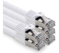 1CONN Cable de red Ethernet CAT.7 para ordenador, 1,0 m, color blanco, 5 unidades, cable de conexión S-FTP LSZH PIMF, 10 GB S, RJ45, conector Cat6a