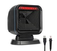 1D 2D Lector Codigo Barras y QR, OBZ Lector de Código de Barras con Cable USB Escáner de Código de Barras de Escritorio Automático Manos Libres para POS PC Supermercado Farmacia Panadería Biblioteca