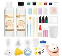 1DFAUL Kit para hacer Squishy de silicona líquida 17.6oz, Sin burbujas y secado rápido, Con conejo, pata de gato y moldes de queso, Divertidos regalos para aliviar el estrés