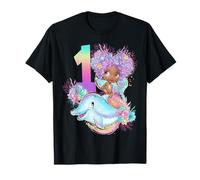 1er Cumpleaños Sirena Bebé Una Niña Negra Melanina Primero Camiseta