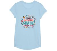 1er día de Aventura de niñas de Segundo Grado Camiseta, Niñas, Azul Bebé, Pequeña
