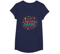 1er día de Aventura de niñas de Segundo Grado Camiseta, Niñas, Azul Marino, Pequeña