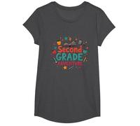1er día de Aventura de niñas de Segundo Grado Camiseta, Niñas, Jaspeado Oscuro, Pequeña