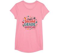 1er día de Aventura de niñas de Segundo Grado Camiseta, Niñas, Rosado, Pequeña