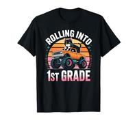 1er grado lindo gato Monster Truck Regreso a la escuela chica Camiseta