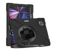 1fortunate Funda 360° Ratating Hand Strap Rainbow Drop-proof Protective Case Compatible with Samsung Galaxy Tab S8 plus/S9plus/S9FEplus 12.4 inch(Black (no straps))