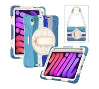 1fortunate Funda 360° Ratating Hand Strap Rainbow Drop-proof Protective Case Compatible with Samsung Galaxy Tab S7/S8/S9/S9FE-11 inch Universal(Vibrant Blue (with straps))