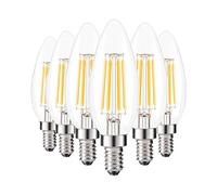 1fortunate lights 6 unids / lote Cálido / frío blanco E14 LED Vela Bombilla 2W / 4W / 6W AC220-240V Bombilla de filamento de cristal retro de cristal 360 Grados Luz de candelabros ( Color : Warm White