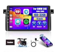 [1G+32G] Hikity Radio Coche para BMW Serie 3 E46 1999 2000 2001 2002 2003 2004 2005 Android 15 Coche inalámbrico Carplay Android Auto con 9" in Bluetooth Manos Libres RDS FM AHD Cámara Trasera