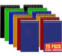 1InTheOffice Bloc de notas, 7.6 x 12.7 cm, rayas universitarias, colores surtidos, 75 hojas/bloc, paquete de 25
