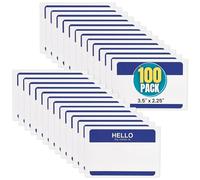 1InTheOffice Etiquetas de nombre, Hello My Name is Stickers, etiquetas de nombre de pegatinas, azul, 100 piezas