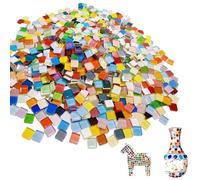 1kg GlasMosaiksteine Quadratische Mosaiksteine zum Basteln 1x1cm bunt Mosaik Steine ca. 1200 Stück Kristall Mosaikfliesen Mini Mosaik Fliesen für DIY Kunstprojekte, Mosaikdekorationen, Heimdekoration