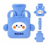 1L Bolsa de Agua Caliente Personalizada con Nombre Bordado (B) | Bolsa Térmica Suave de Peluche Diseño Dibujos Animales, 25x17.5cm Reutilizable para Niños Adultos, Regalo Navidad