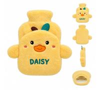 1L Bolsa de Agua Caliente Personalizada con Nombre Bordado (F) | Bolsa Térmica Suave de Peluche Diseño Dibujos Animales, 25x17.5cm Reutilizable para Niños Adultos, Regalo Navidad