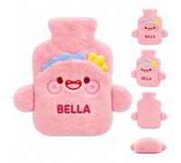 1L Bolsa de Agua Caliente Personalizada con Nombre Bordado (G) | Bolsa Térmica Suave de Peluche Diseño Dibujos Animales, 25x17.5cm Reutilizable para Niños Adultos, Regalo Navidad