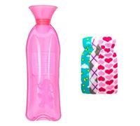 1L de forma larga botella de agua caliente bolsa de agua con cubierta de franela mantener las manos calientes, cubierta aleatoria
