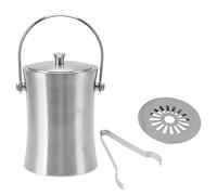 1L Double Wall Stainless Steel Ice Bucket with Lid and Tong, Bar Ice Bucket for Wine Champagne Drinks, Waist Shaped Design with Handle for Parties Home Bar