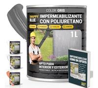 [1L] Revestimiento Sellador Impermeabilizante Híbrida con Poliuretano, Pintura Impermeable Definitivo Terrazas, Techos y Exteriores, Protección Fugas Goteras, Transparente + 3Colores (Gris, 1l)