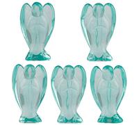 1LOT (6pc) Blue Glass Tallado Guardian Angel Pocket Statues Figurines 1.5"
