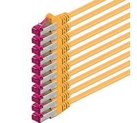 1m - amarillo - 10 piezas - CAT6a CAT 6a Ethernet LAN cable de red - SET 10 GB/s cable patch CAT6 S-FTP Doble blindado PIMF 500MHz libre de halógenos compatible con CAT5 CAT6a CAT7 CAT8