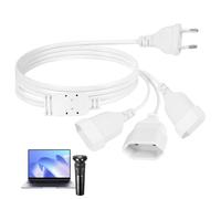 1M Cable de Extensión Plano Europeo, Alargador Enchufe Plano 3 en 1, Diseño de Enchufe Plano, Compatible Enchufes Estándar Europeos,Organización Práctica en Hogar y Oficina, Blanco